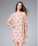 Flowers Printed silk crepe mini  dress